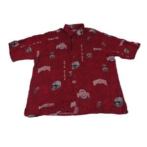 Ohio State Buckeyes Vintage Reyn Sports Hawaiian Button Up Camp Shirt Mens Large